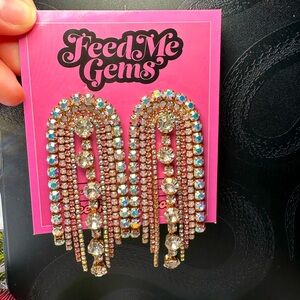 Feed Me Gems Pink + White Long Earrings